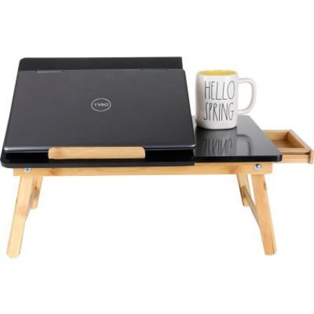 EMS MIND READER. Mind Reader Bamboo Lap Desk with Tilting Top For Laptop, Black BEDTRAYBM-BLK